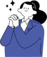 顔の前で手を組み思いを馳せる女性（シンプル配色）