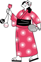 花のような柄の浴衣をきた女性（シンプル配色）