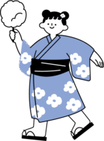 花柄のかわいい浴衣を着た女の子(シンプル配色)