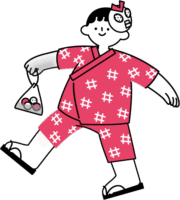井桁模様甚平を着た男の子(シンプル配色)