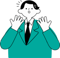 両手を顔に当てる驚き混じりの表情の男性のイラスト（シンプル配色）