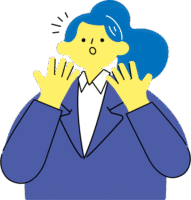 両手を顔に当てる驚き混じりの表情の女性のイラスト（カラフルな配色）