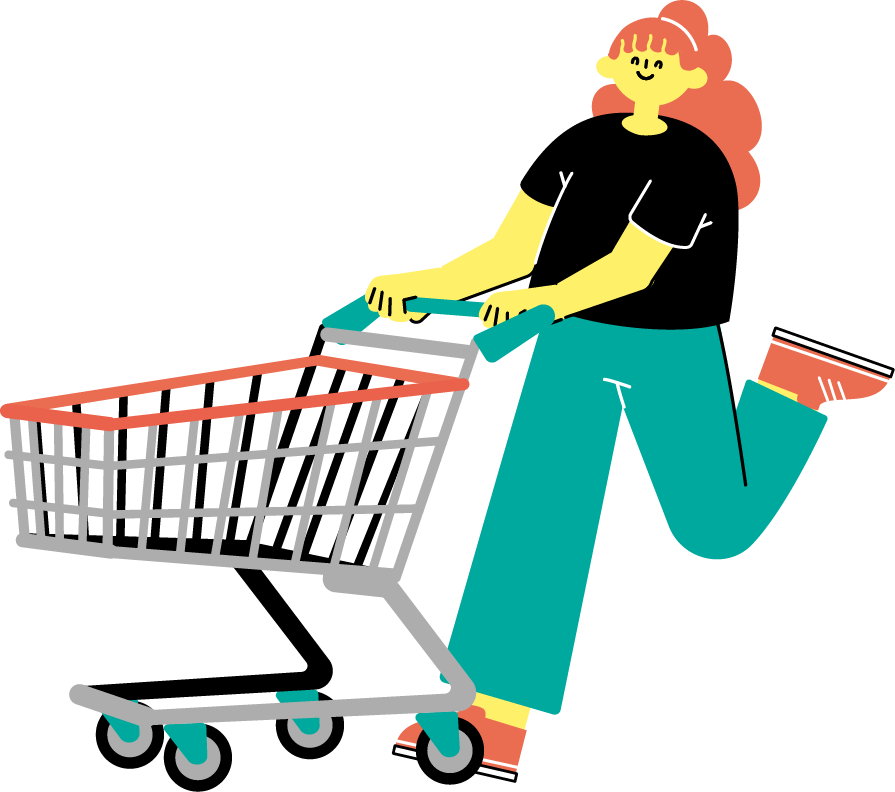 ショッピングカートを押す女性