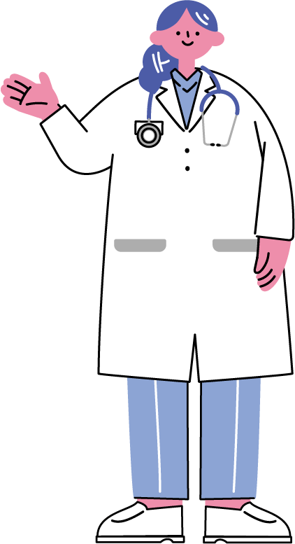 案内をする女性医師