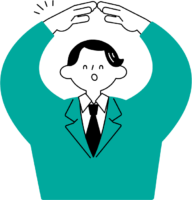 にっこり笑顔で両手で丸を作る男性（シンプル配色）