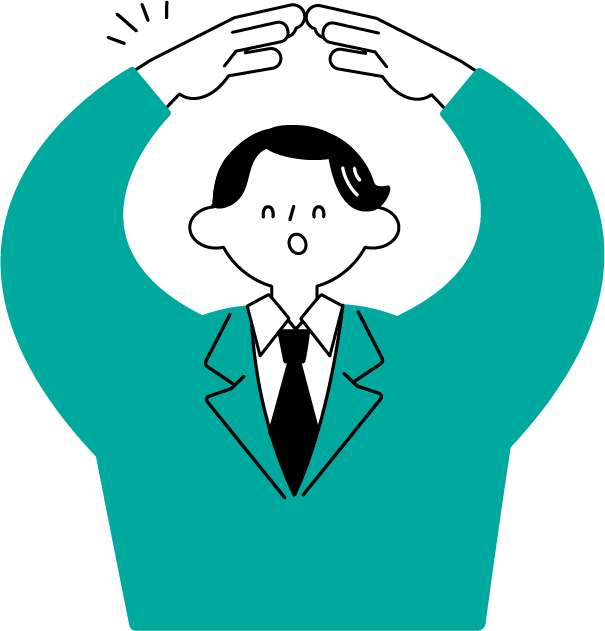 にっこり笑顔で両手で丸を作る男性（シンプル配色）