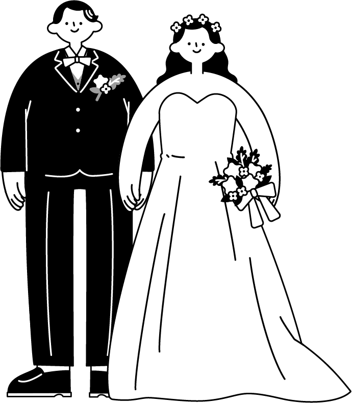 結婚式の新郎新婦（洋装）