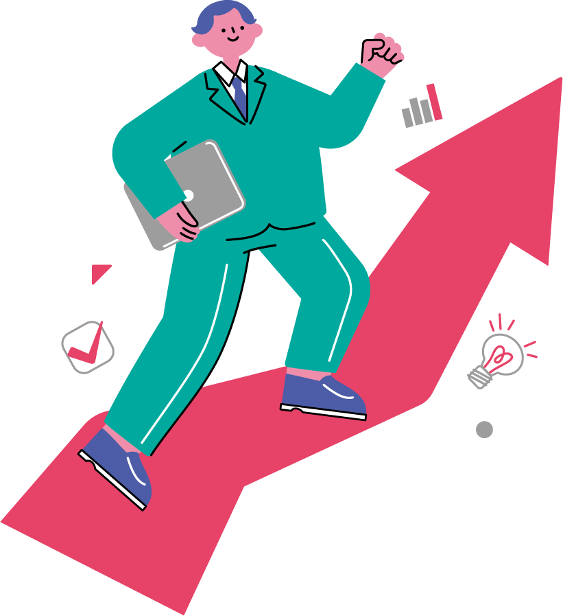 目標に向かって成長する男性（スーツ）