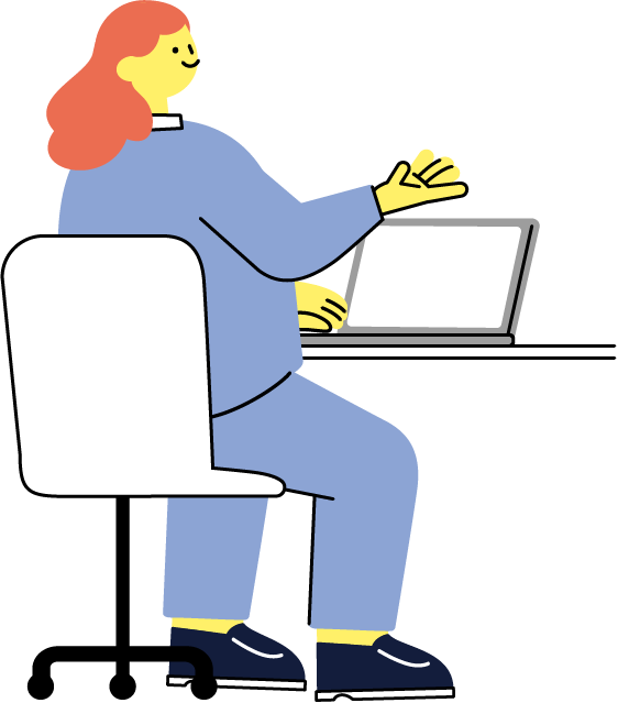 パソコンを使って提案する女性