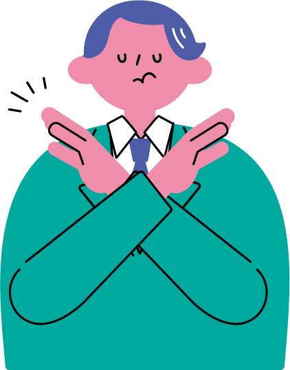 NGサインをしている男性（スーツ姿）