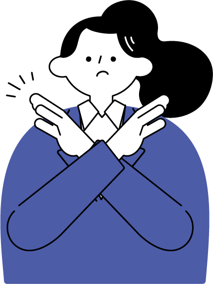 NGサインをしている女性（スーツ姿）