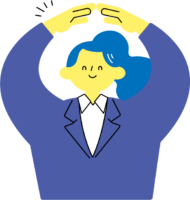 にっこり笑顔で両手で丸を作る女性（カラフル配色）