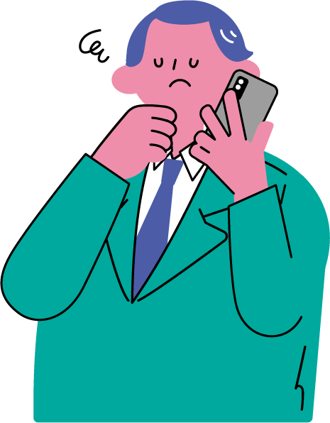 スマホで電話しながら悩む男性