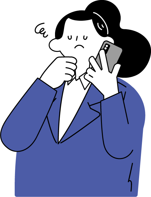 スマホで電話しながら悩む女性