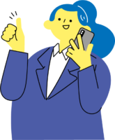 右手にスマホを耳に当てながら左手でOKサイン出す、女性（カラフル配色）