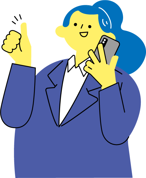 右手にスマホを耳に当てながら左手でOKサイン出す、女性（カラフル配色）