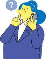 スマホで通話しながら業務内容を確認するスーツ姿の女性（カラフル配色）