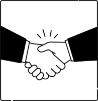 ビジネスシーンで握手を交わす人物のイラスト（シンプル配色）