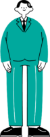 スーツ姿で立っている男性会社員の全身イラスト（シンプル配色）