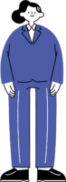 スーツ姿で立っている女性会社員の全身イラスト（シンプル配色）