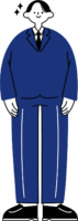 スーツ姿で立っている新入社員男性の全身イラスト（シンプル配色）