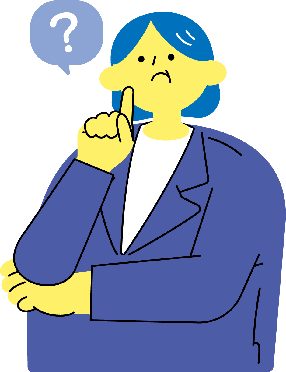 仕事に疑問を持つ中年女性会社員のイラスト素材（カラフル配色）