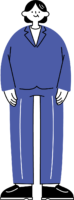 スーツ姿で立っている40代〜50代の女性会社員の全身イラスト（シンプル配色）