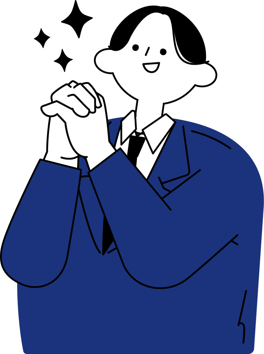 憧れを抱く新入社員男性のフリーイラスト（シンプル配色・商用可）