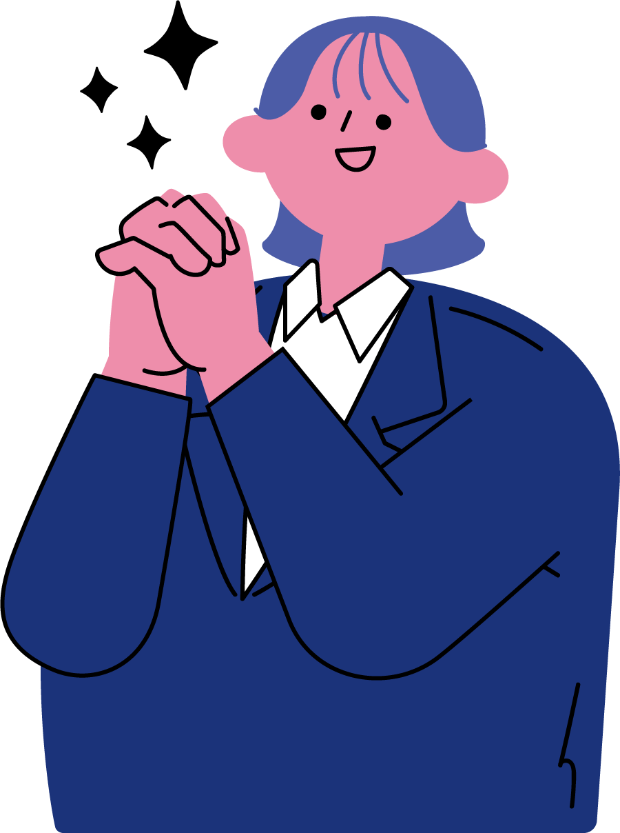 憧れを抱く新入社員女性のフリーイラスト（カラフル配色・商用可）
