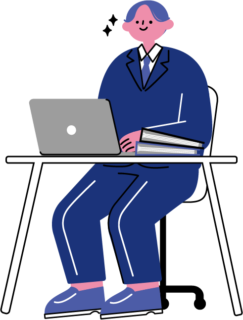 デスクで働く新入社員