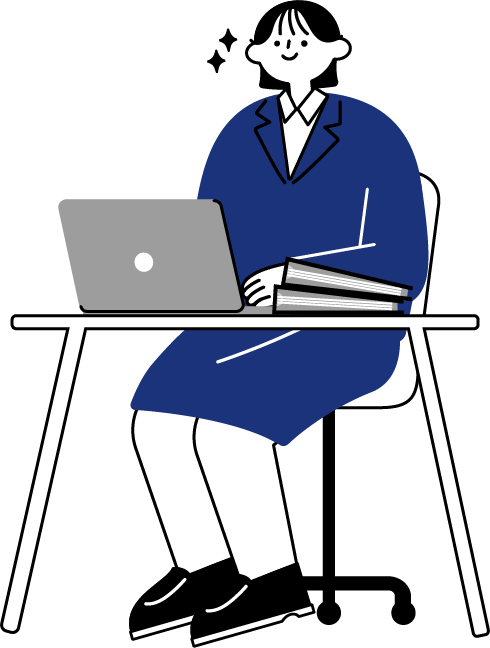 デスクで働く新入社員女性