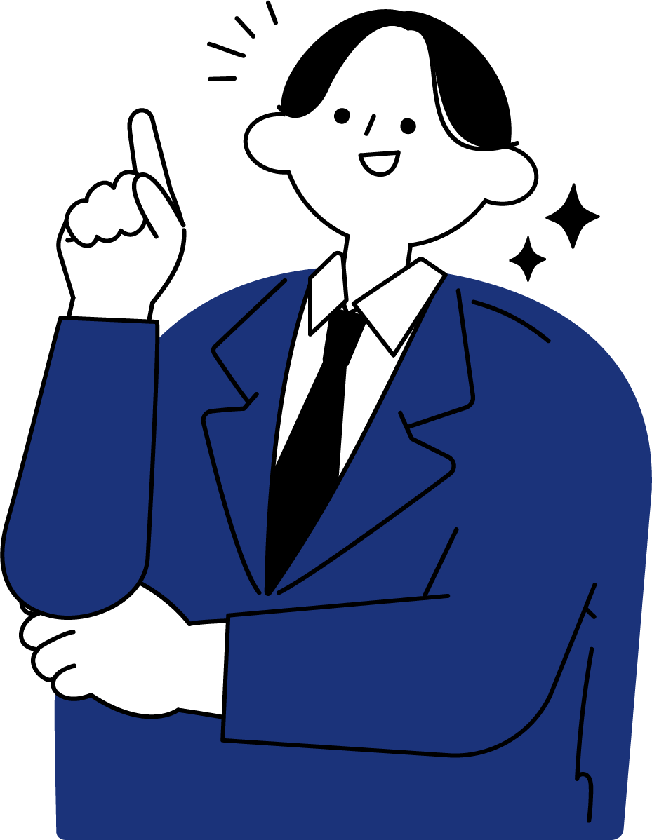 ひらめいた新入社員男性のフリーイラスト（シンプル配色・商用可）