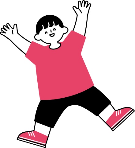 ジャンプして喜ぶ子どものフリーイラスト（シンプル配色・商用可）