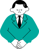 謝罪・お詫びをするビジネスマンのフリーイラスト（シンプル配色・商用可）