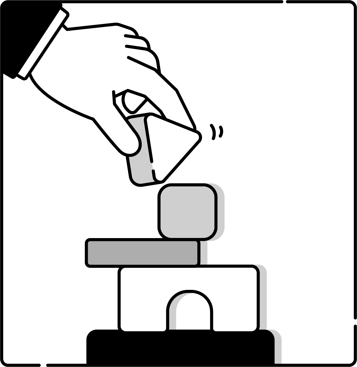 一人で積み木を積み上げる