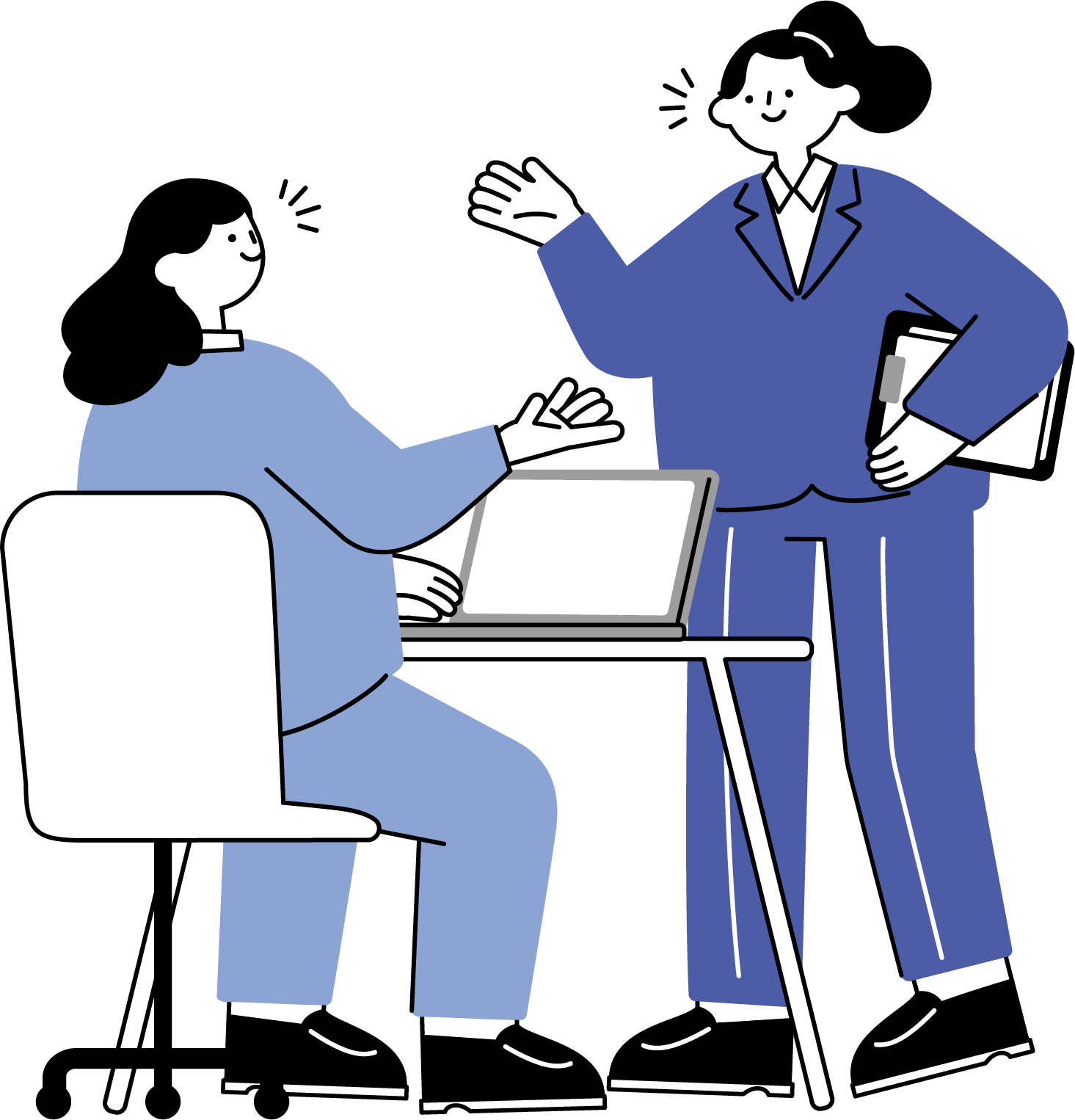 オフィスで会話する2人の女性