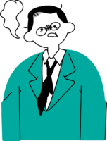 怒りやストレスを感じるビジネスマンのフリーイラスト（シンプル配色・商用可）