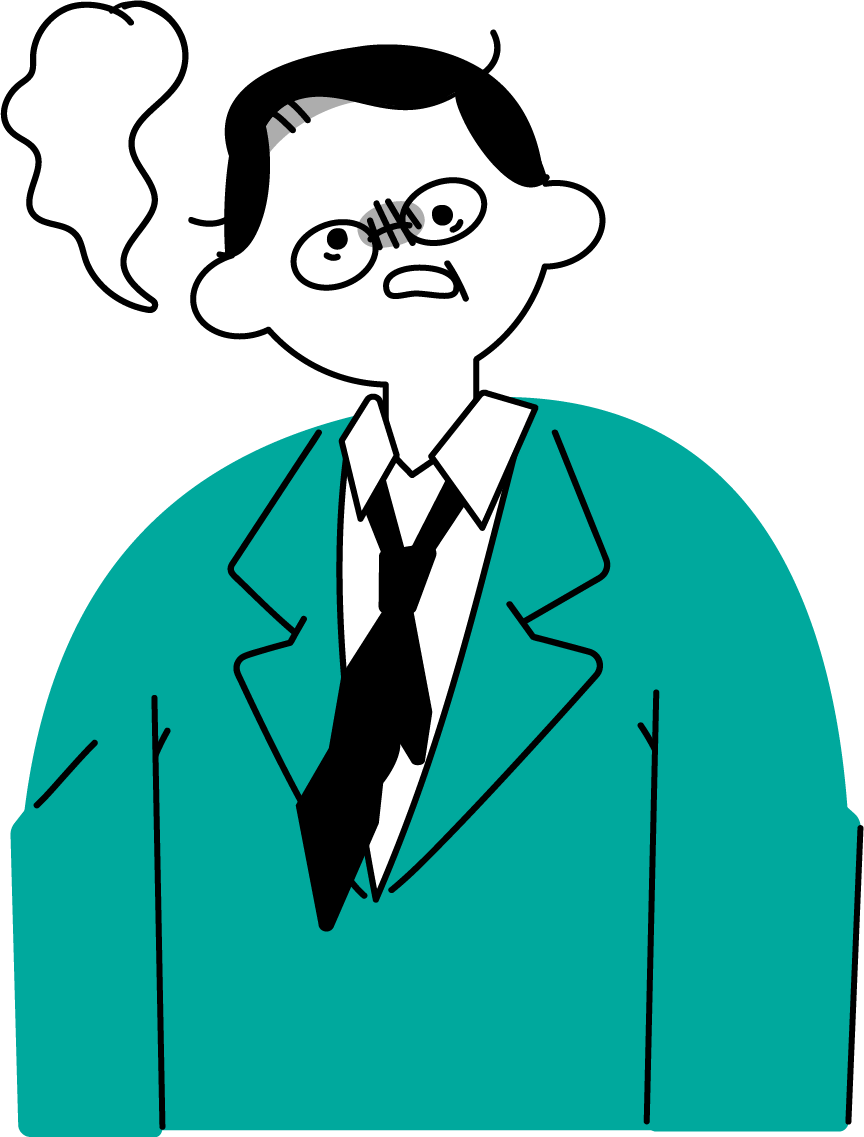怒りやストレスを感じるビジネスマンのフリーイラスト（シンプル配色・商用可）