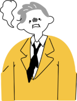 怒りやストレスを感じる上司・中年男性のフリーイラスト（シンプル配色・商用可）