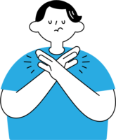 両手でNGサインを作る男性のフリーイラスト（シンプル配色・商用可）