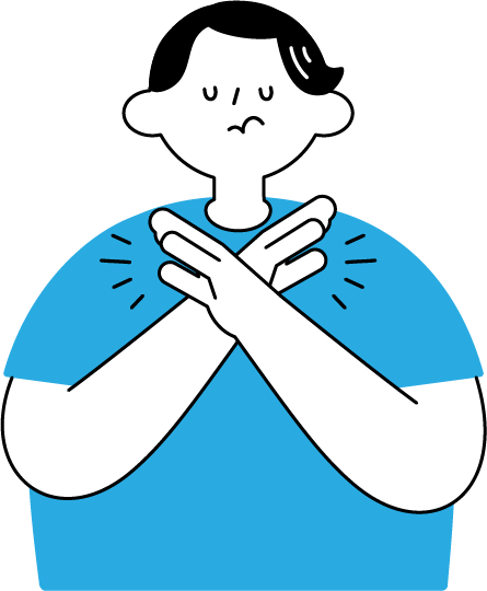 両手でNGサインを作る男性のフリーイラスト（シンプル配色・商用可）