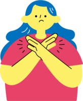 両手でNGサインを作る女性のフリーイラスト（カラフル配色・商用可）