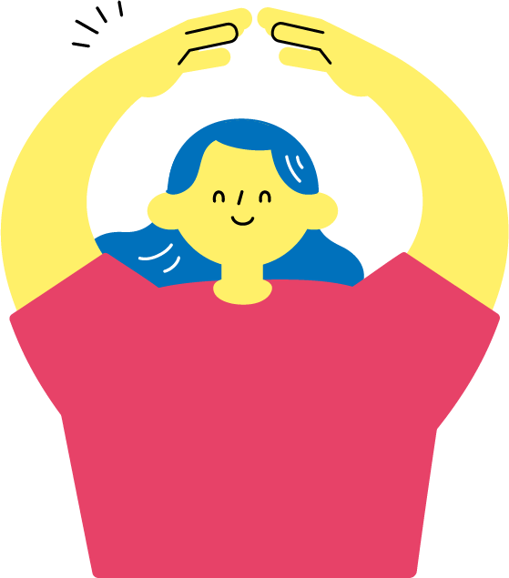 両手でOKサインを作る女性のフリーイラスト（カラフル配色・商用可）