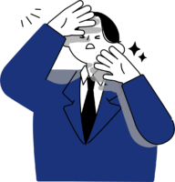 眩しい日差しに顔を覆う男性のフリーイラスト（シンプル配色・商用可）