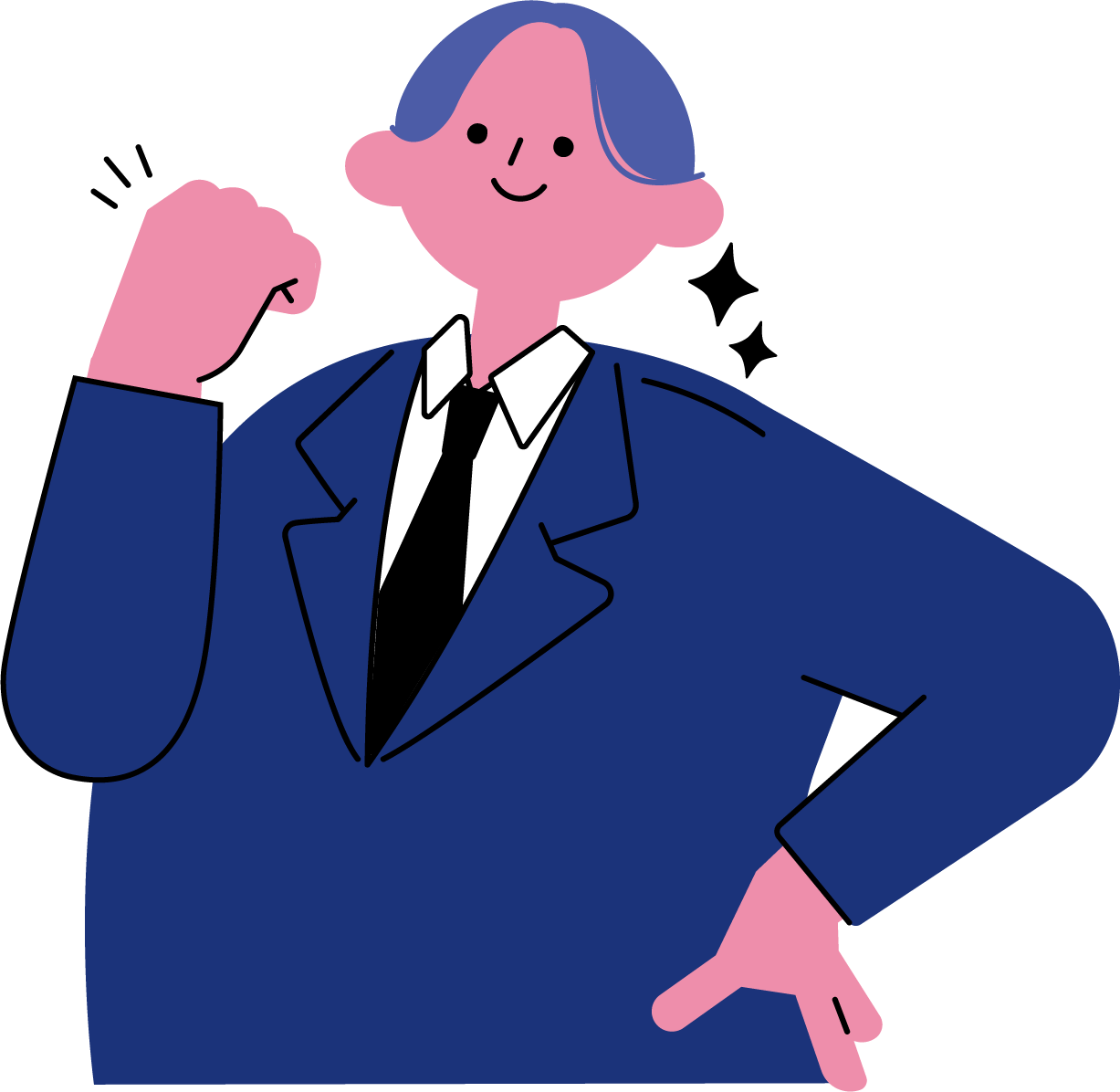 ガッツポーズする新入社員