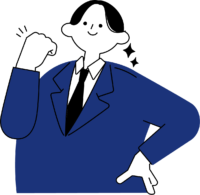 ガッツポーズで気合いを入れる新入社員のフリーイラスト（シンプル配色・商用可）