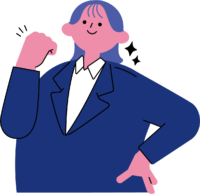 ガッツポーズで気合いを入れる新入社員のフリーイラスト（カラフル配色・商用可）