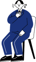 面接でハキハキと話す新卒男性のフリーイラスト（シンプル配色・商用可）