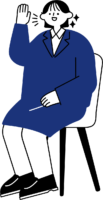 面接で自己PRする新卒女性のフリーイラスト（シンプル配色・商用可）