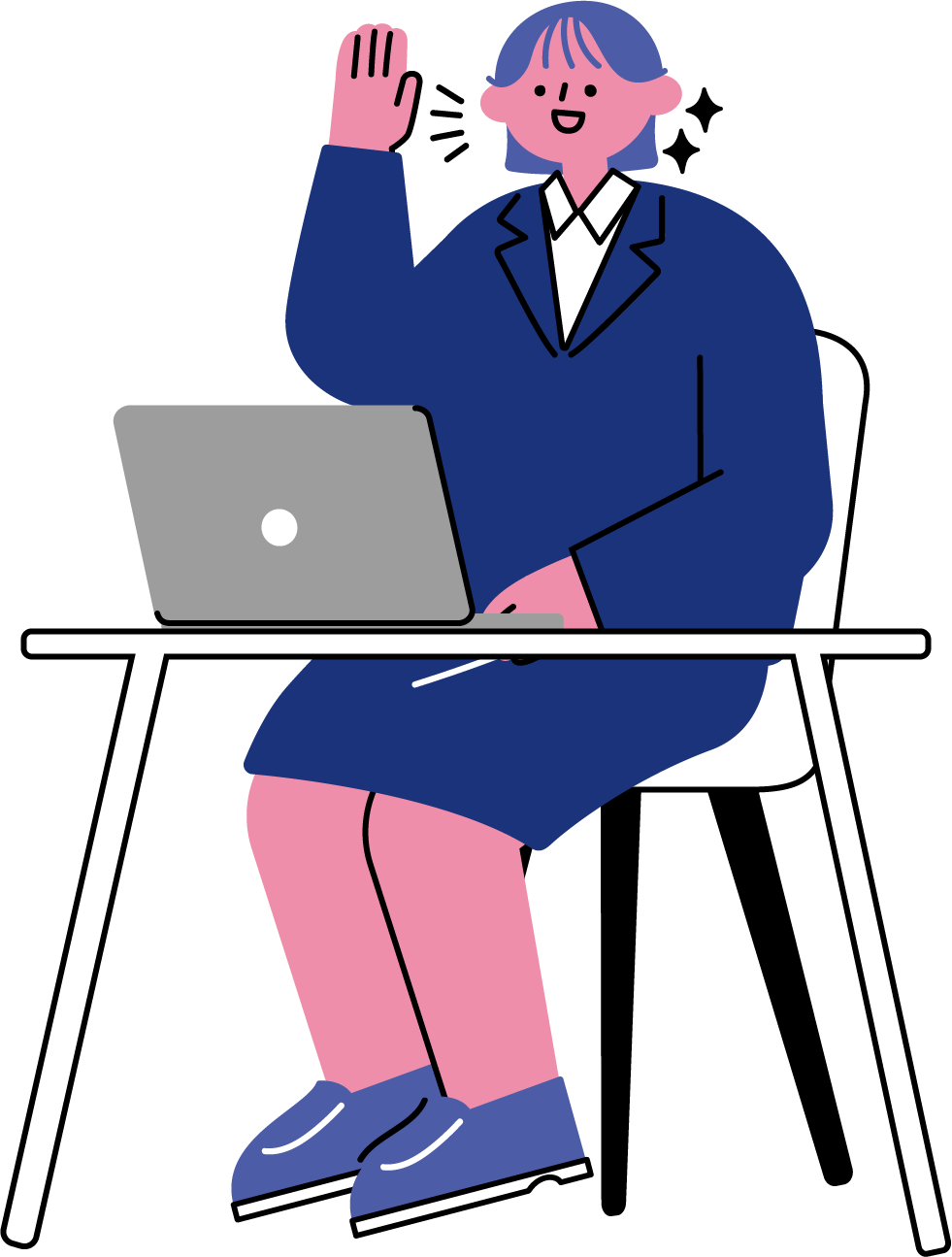 リモート面接を受ける新卒女性のイラスト